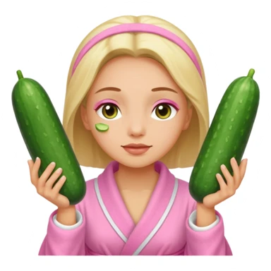 🧖‍♀️this with cucumber on her eyes at a spa and a pink robe sticker