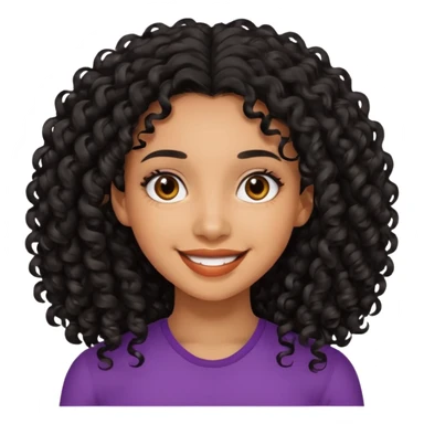 Mixed girl with long dark black curly hair  sticker