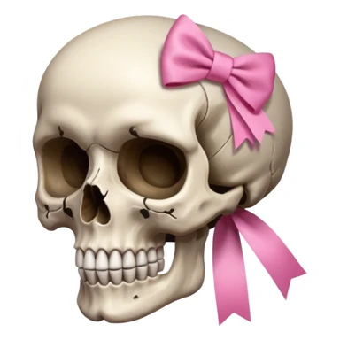 A skull with a small pink ribbon on the side of its head sticker