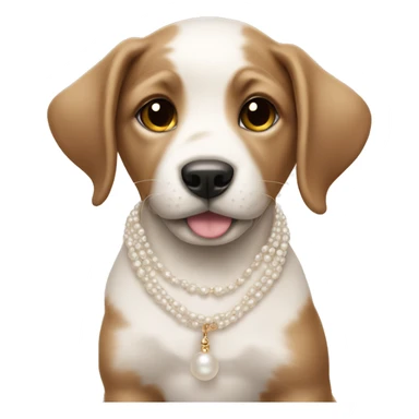 Puppy wearing pearl necklace sticker