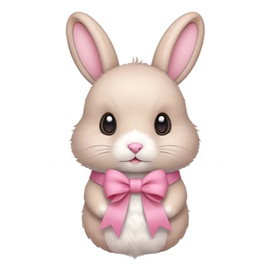 a beige rabbit with a pink ribbon on its neck sticker