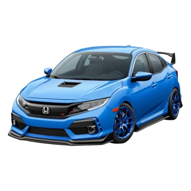 2023 honda civic blue with carbon fiber hood lowered sticker