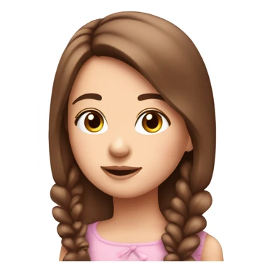 A cute young woman with straight brown hair and many small pink bows an sparkles around her sticker
