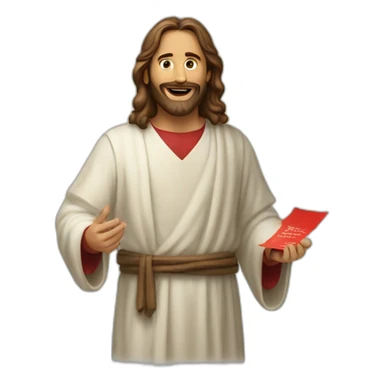 Jesuschrist giving out red flyers sticker