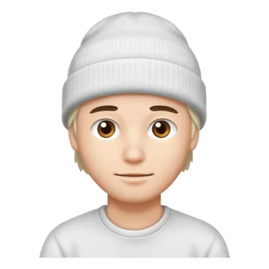 A guy head with white beanie sticker
