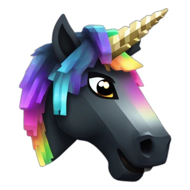 Minecraft Rainbow Black Unicorn Head With Diamond Horn sticker