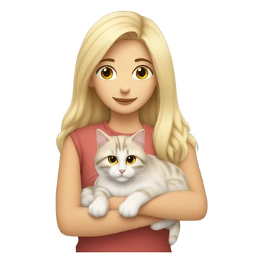 Blonde girl snuggling a Siberian cat sticker