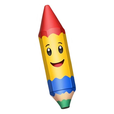Single colorful crayon with a happy face sticker