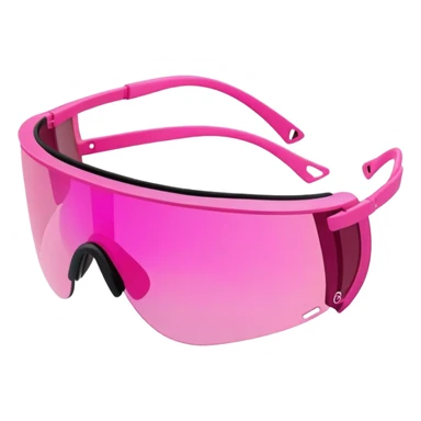 sporty pink shield visor sunglasses with extra chunky frame, athletic design, heavy-duty build, one-piece tinted lens sticker