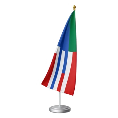 Een rechthoekige vlag bestaande uit vier verticale banen in de kleuren blauw - wit - groen - rood, waarvan de lengten zich verhouden als 1:1:1:6. sticker