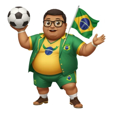 make an guy called pedro who is dancing with a football and playing brazzilian phonk and hee has glasses and is obese and make it look like hes listening to brazzilian phonk so it has a brazil flag and text saying phonk on it and give him demon laser eyes phonk demon tuff boii  sus phonk brazilo! sticker