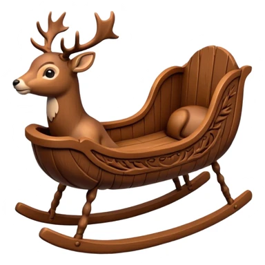 noel wood cradle with deer sticker