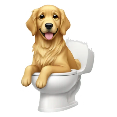Golden retriever sitting on the toilet  sticker