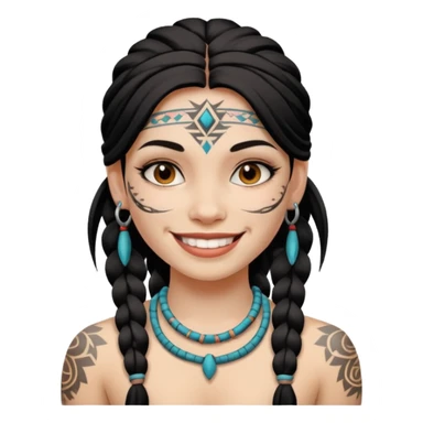 tribal girl Tattooed, white skin, smile sticker