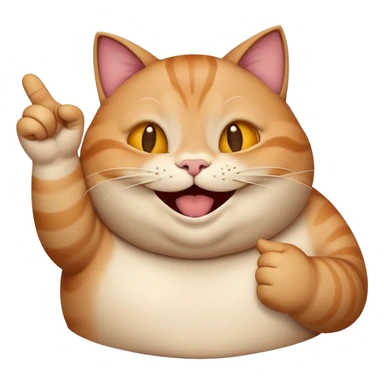 a real looking fat cat is laughing at me while pointing his emoji styled hand at me  sticker