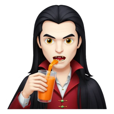 vampire using a juice box, long hair sticker