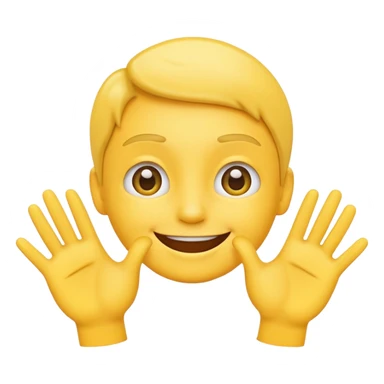 Emoji with younger out and hands pushing out sticker