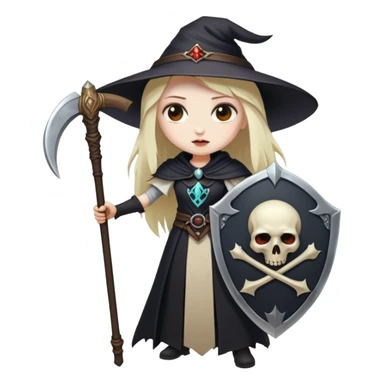 Necromancer girl with scythe and shield, dead mage sticker