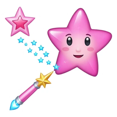 shooting star with a pink heart instead of a star at the end of a wand emoji sticker