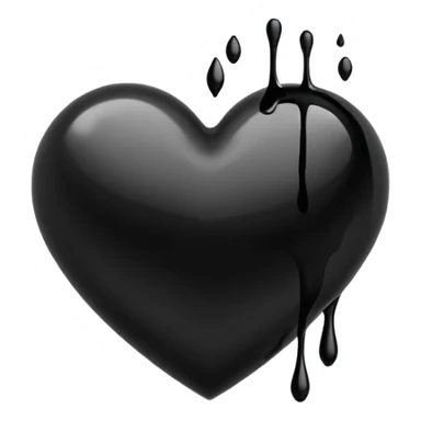 black ink heart emoji with ink streaks, isolated on white background sticker
