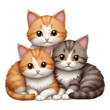 6 tiny kittens cuddling together all different colours, the first one is grey and white, the second is ginger and white and the third is brown tabby and white sticker