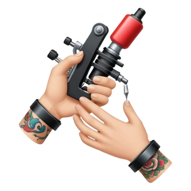 ahand that has a tattoo machine and its tattooing sticker