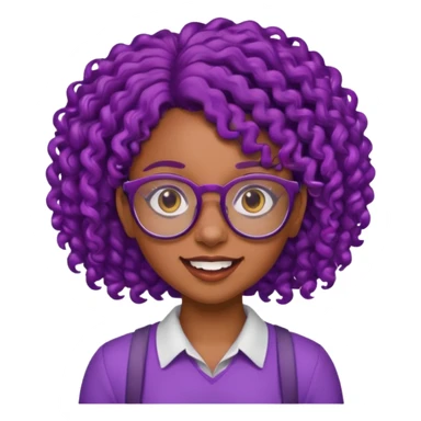 nerd emoji like with glasses and buck teeth but it’s a black girl with purple curly hair sticker