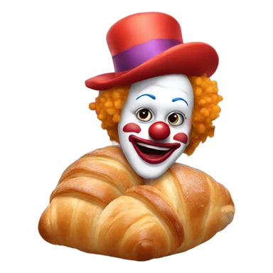 Creepy clown eating croissants in Paris  sticker