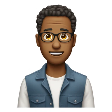 Guy with glasses with acne on forehead and a wacky haircut sticker