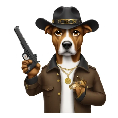 Rich dog with a fake gun sticker