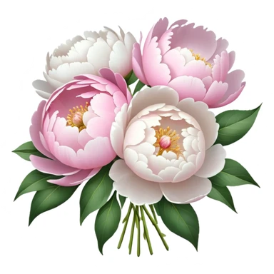 White and pink peonies bouquet  sticker