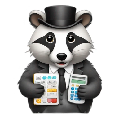 a badger wearing a monocle and using a calculator  sticker