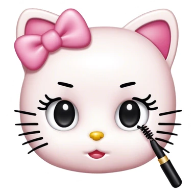  hello Kitty SANRIO holding an eyelash mascara spoolie sticker