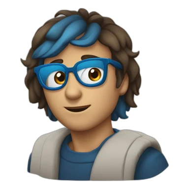 Homme brun lunette et yeux bleu sticker