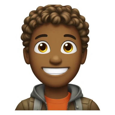 smiling boy outdoors with trees and devil horns sticker