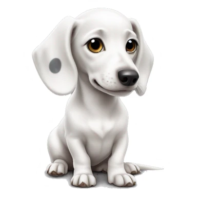 White dachshund puppy with one grey spot   sticker