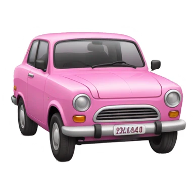 Un carro de color rosa con un lazo rosa sticker