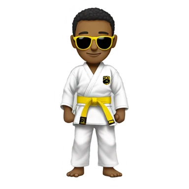 Cool boy with jiujitsu gi with a yellow belt and sunglasses sticker