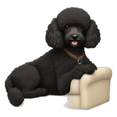3 legs One Small unshaved Black Poodle with brown harness is  sleeping sticker