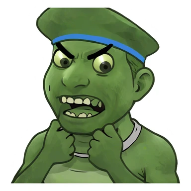 man choking himself with crossed arms on his neck screaming sticker