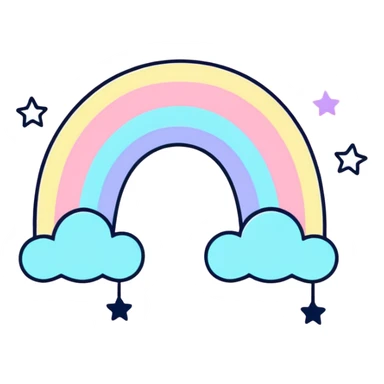 dreamy pastel pink rainbow with stars and sparkles sticker