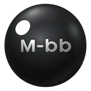 Black Ball with MB written on it. Nothing else no holes. sticker
