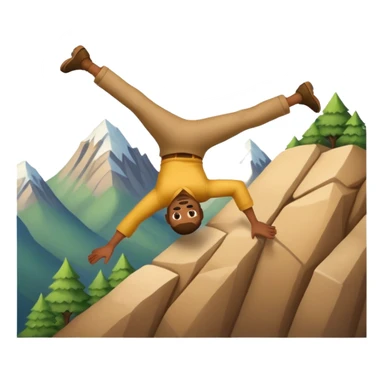 apple style emoji of a man tumbling head over heels down past a mountain sticker