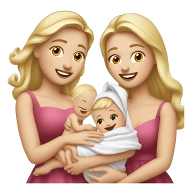 Une jolie mariée blonde avec son mari et son bébé  sticker