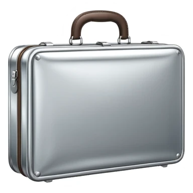 A luxury briefcase emoji made of polished silver chrome, smooth rectangular shape, metallic reflections, minimal high-end design, swag business aesthetic, iOS emoji style, centered, clean white background
 sticker