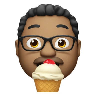 Fat man wearing glasses with black hair eating an ice cream cone  sticker
