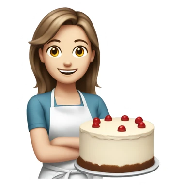 happy white girl- brown hair- cooking cake  sticker