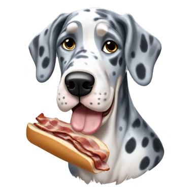 Blue Merle Great Dane eating sliced bacon sticker