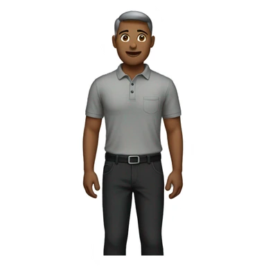men wearing a gray polo shirt with  black pants  sticker
