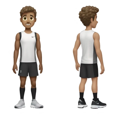 A very little tanned white boy with brown hair, short and a little wavy, with New Balance 1906R Grey, white Nike socks, a black Nike running jogging and a black Under Armour t-shirt. sticker